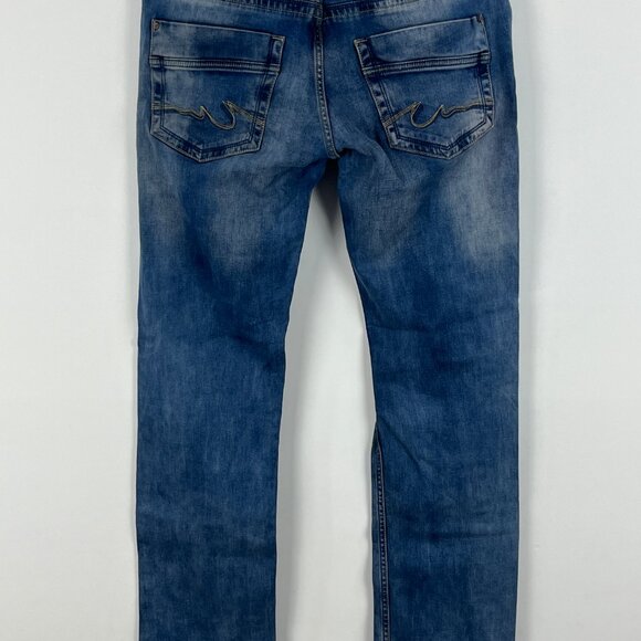 J Wargas Straight Jeans Size 32 Blue Inseam 32in Rise 9in Stretch 5 Pocket - Picture 6 of 9